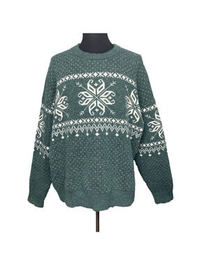 NWT Goodfellow Mens XL Green Fair Isle Holiday Sweater Alpaca Wool Blend Nordic